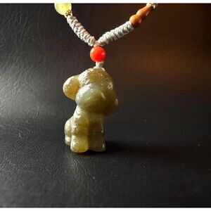 Natural Jade Dog Pendant Necklace Talisman Adjustable Cord Dog lover gift
